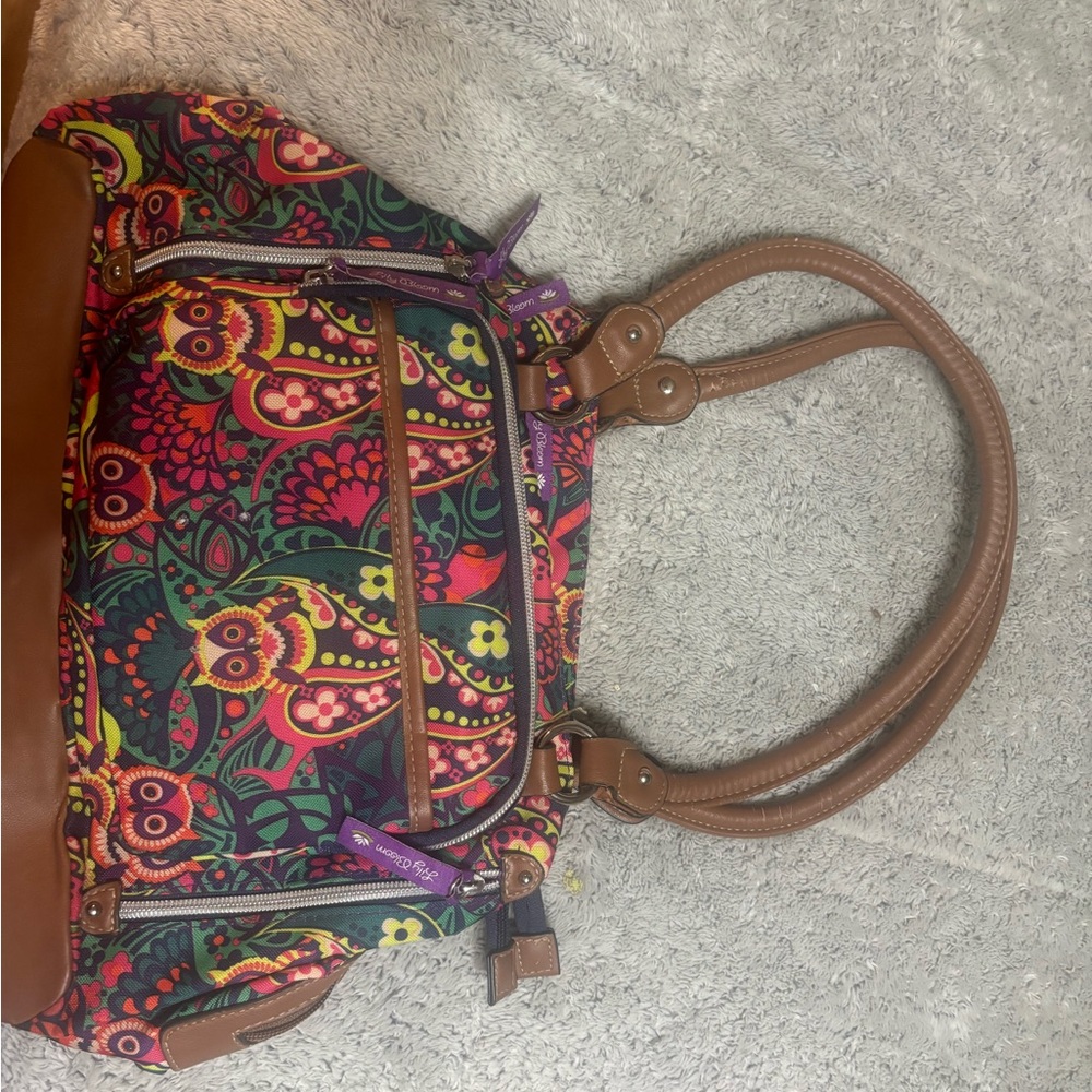 Lily Bloom Multicolor Owl Print Shoulder Bag